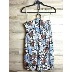 Old Navy Women’s Large Blue Floral Strapless Cotton Romper w/ Pockets NWT